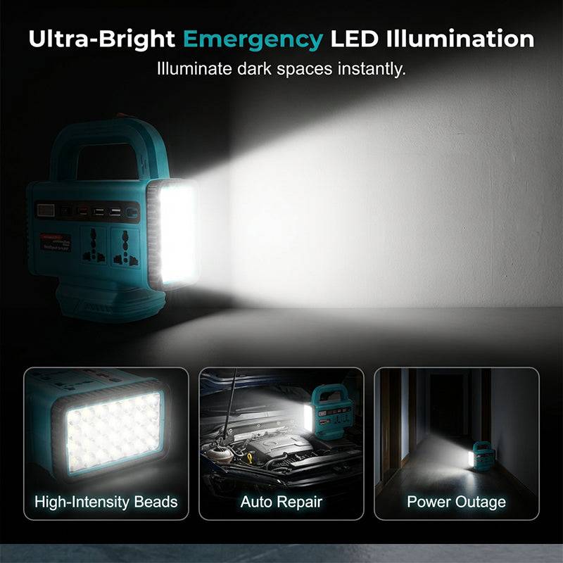 ⏰Portable Power Inverter with LED Work Light