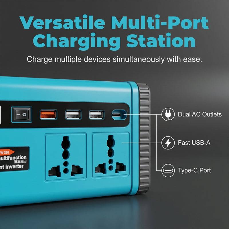 ⏰Portable Power Inverter with LED Work Light