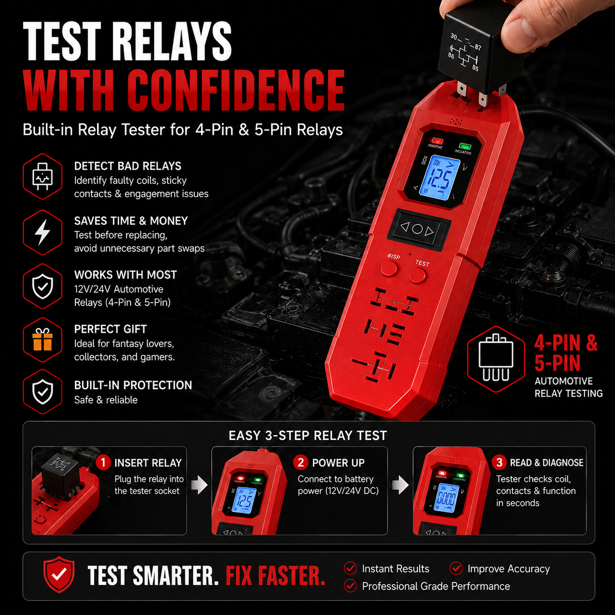 3-in-1 Automotive Circuit Probe & Relay Tester