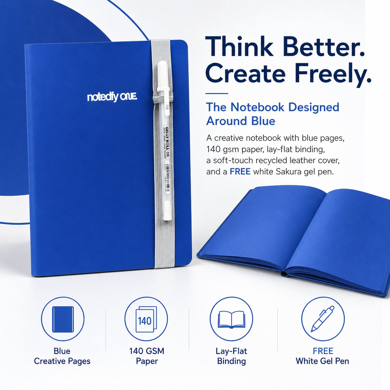 📘 Notedfy Think Blue Notebook – Blue Pages for Brighter Ideas