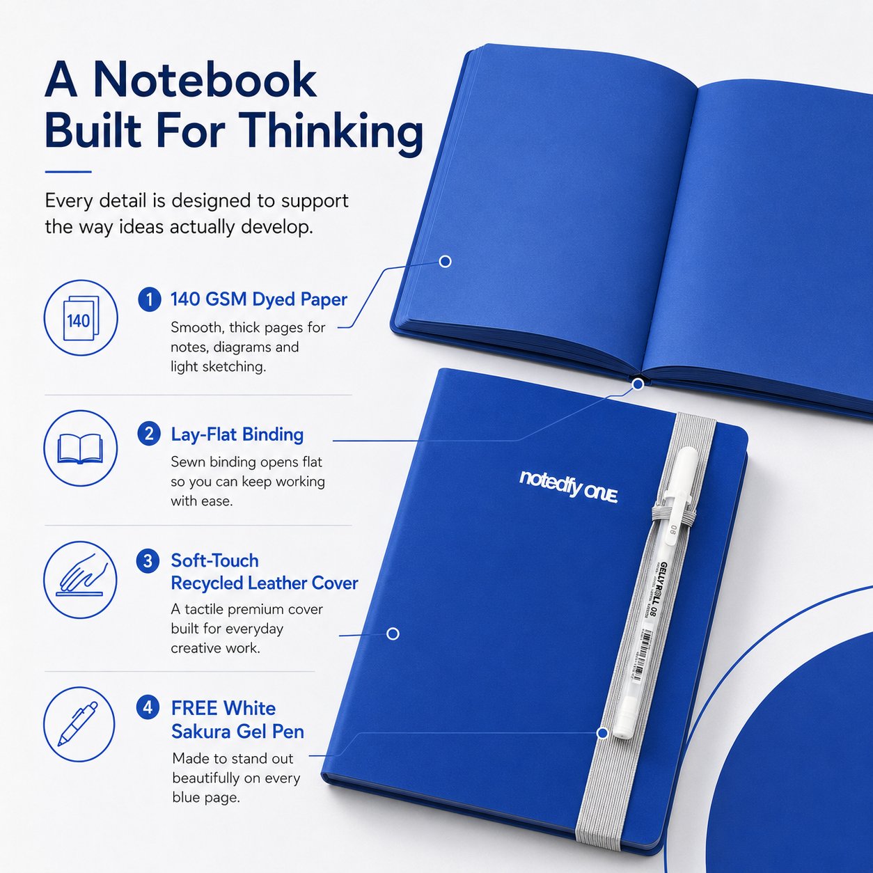 📘 Notedfy Think Blue Notebook – Blue Pages for Brighter Ideas