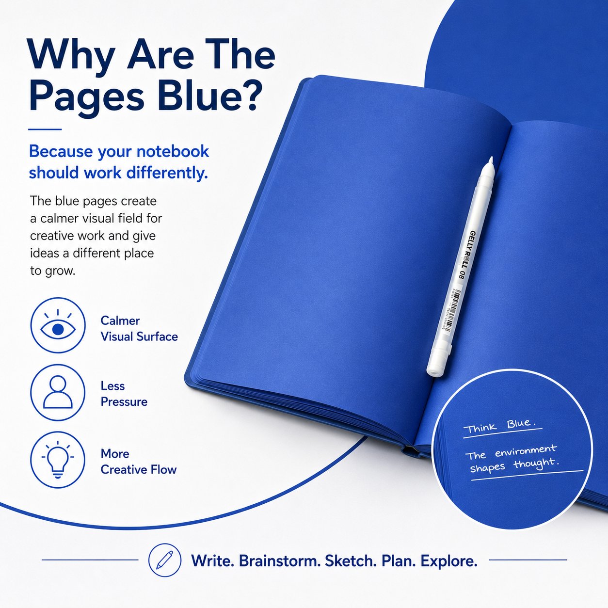 📘 Notedfy Think Blue Notebook – Blue Pages for Brighter Ideas