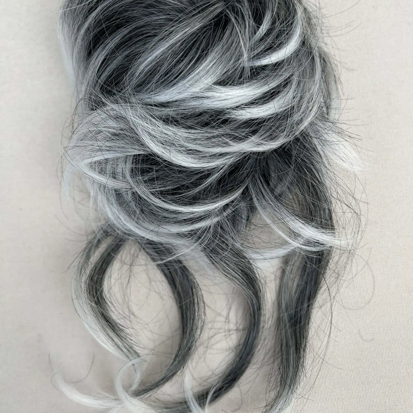 Messy Curly Hair Bun Scrunchie with Bangs – Synthetic Hairpiece
