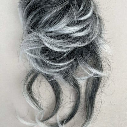 Messy Curly Hair Bun Scrunchie with Bangs – Synthetic Hairpiece