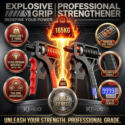 Adjustable Grip Strengthener with Digital Counter-5-165KG Heavy Resistance Hand & Forearm Trainer