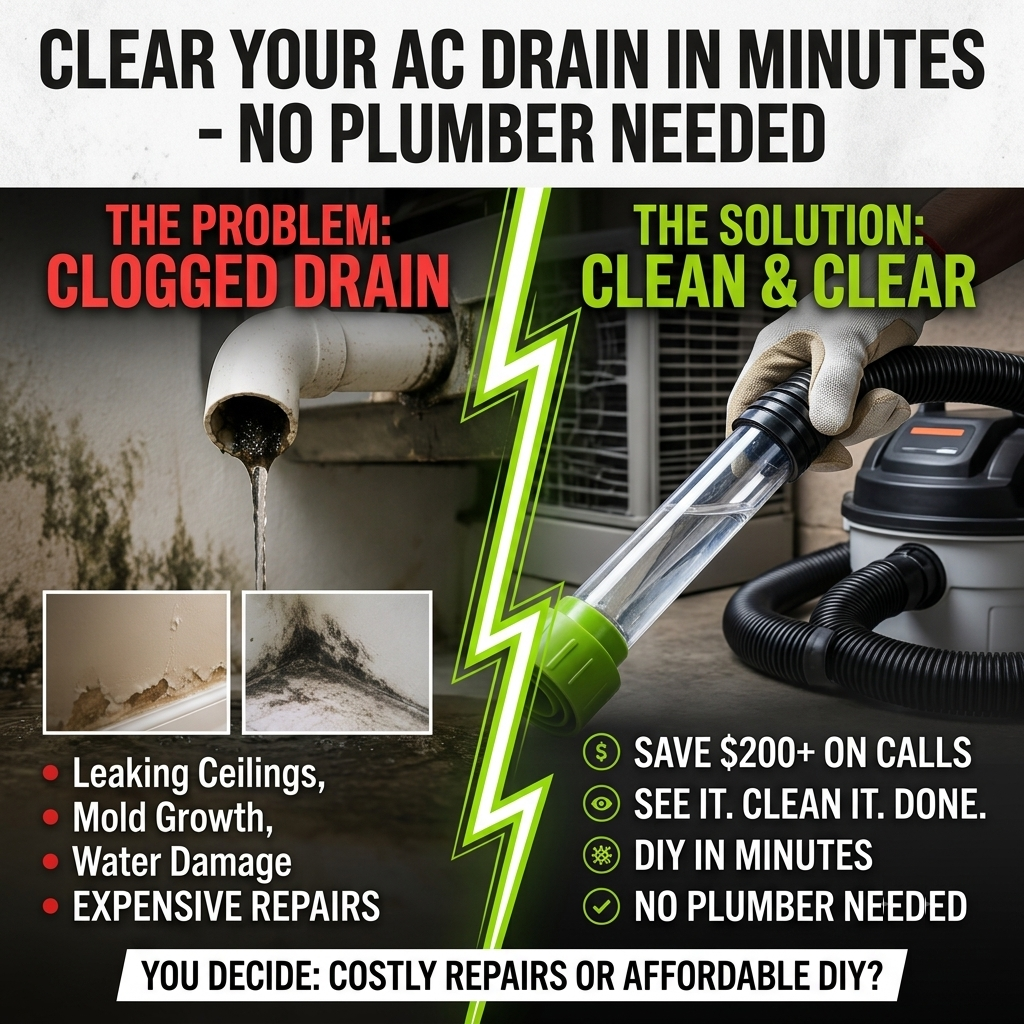 Clear Your AC Drain in Minutes — No Plumber Needed