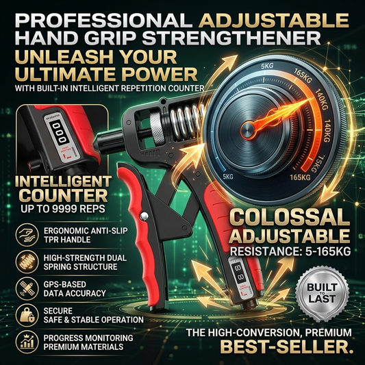 Adjustable Grip Strengthener with Digital Counter-5-165KG Heavy Resistance Hand & Forearm Trainer