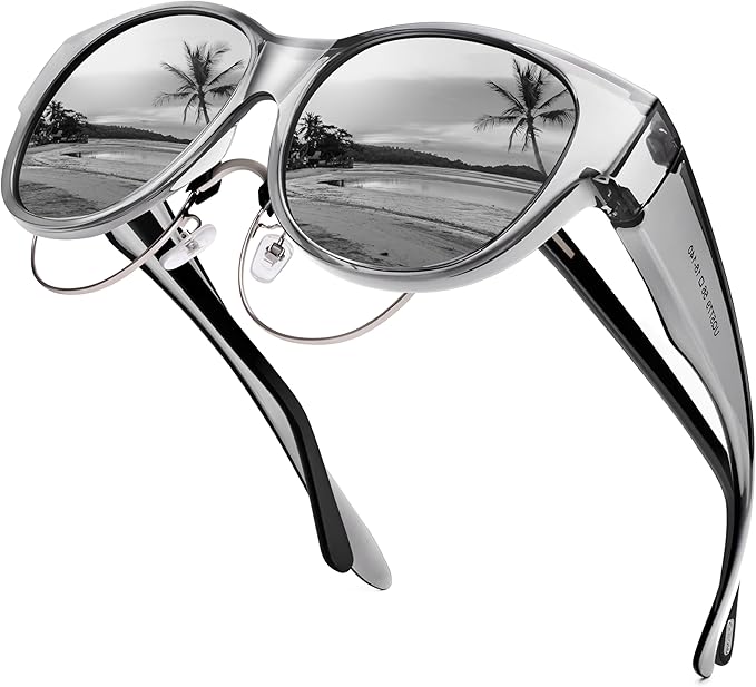 Over Prescription Sunglasses, Oversized Square Full-Rim Plastic Frames
