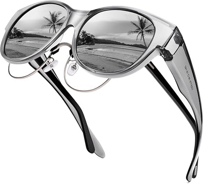 Over Prescription Sunglasses, Oversized Square Full-Rim Plastic Frames
