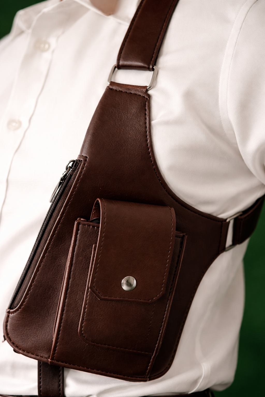 Double Strap Anti-Theft PU Leather Chest Bag