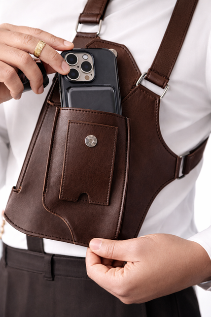 Double Strap Anti-Theft PU Leather Chest Bag