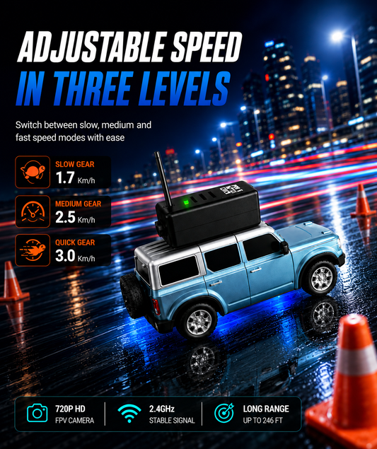 RC Off-Road Car with 720P HD FPV Camera, 2.4GHz Remote Control Truck with 3 Adjustable Speeds, 246FT Long Range Toy Gifts for Kids & Adults