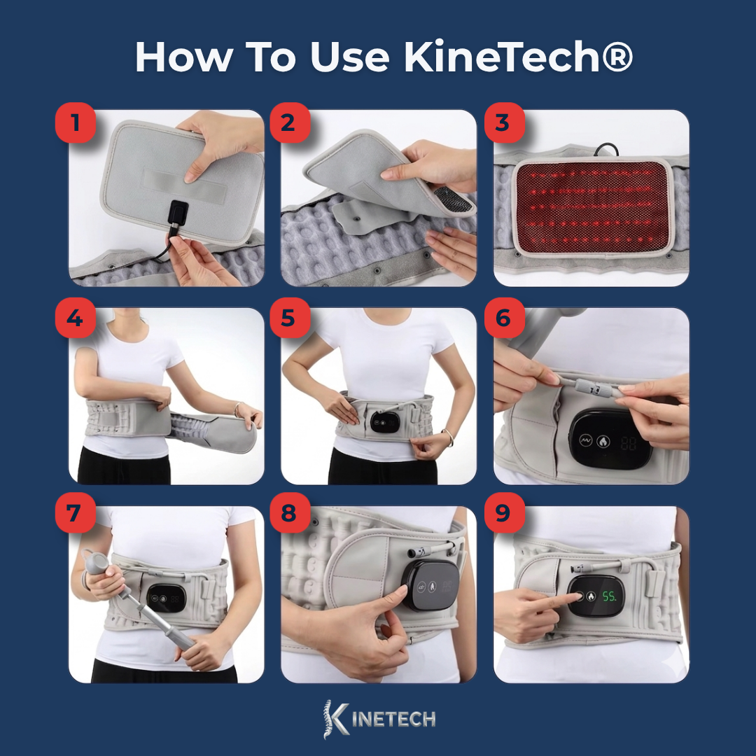 4-in-1 Cordless Lumbar Decompression Belt with Red Light Therapy & Heat