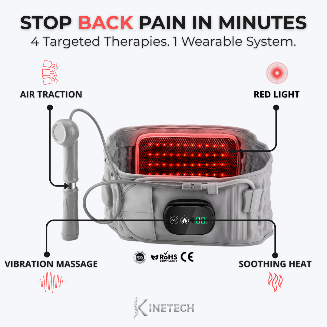 4-in-1 Cordless Lumbar Decompression Belt with Red Light Therapy & Heat
