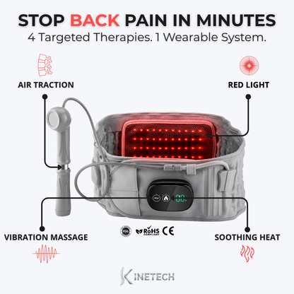 4-in-1 Cordless Lumbar Decompression Belt with Red Light Therapy & Heat