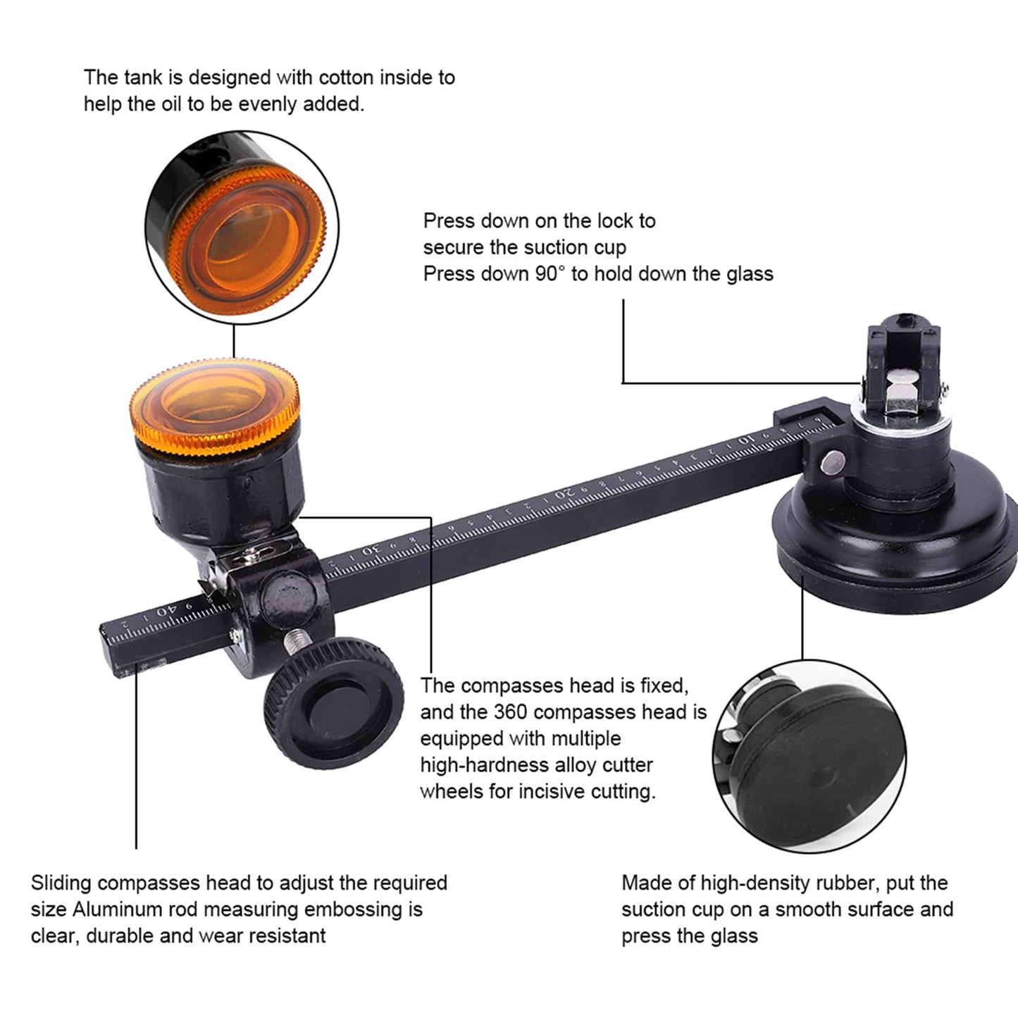 Glass Circle Cutter Tool for Tiles and Ceramics with Adjustable Features