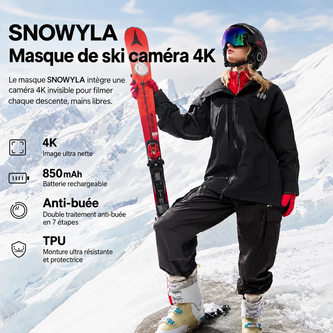 4K Ski Goggles with Built-In Camera