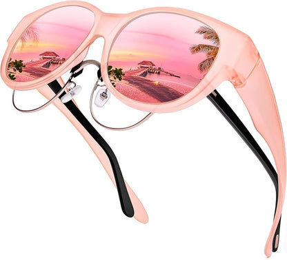 Over Prescription Sunglasses, Oversized Square Full-Rim Plastic Frames