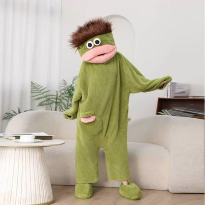 🔥Limited Time 49% Off✨2026 Silly Onesie, Funny Green Monster Hooded Fleece Onesie Pajamas