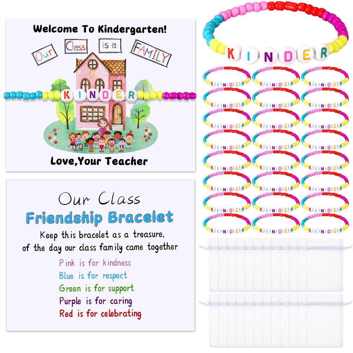🔥Last Day 49% OFF - ✨🌈Pack of 25 Welcome Bead Bracelets - Strengthen Classroom Friendship & SpreadWarm Kindness!