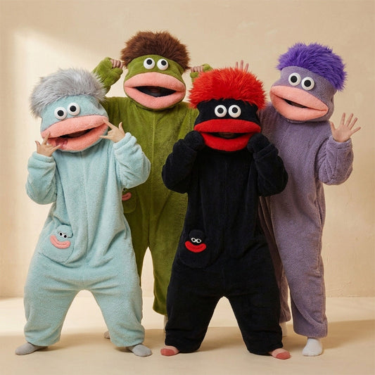 2026 Silly Onesie, Funny Green Monster Hooded Fleece Onesie Pajamas