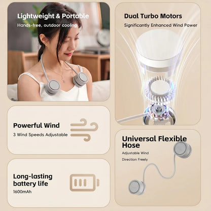 Portable Neck Fans, Hands-Free USB Personal Fan