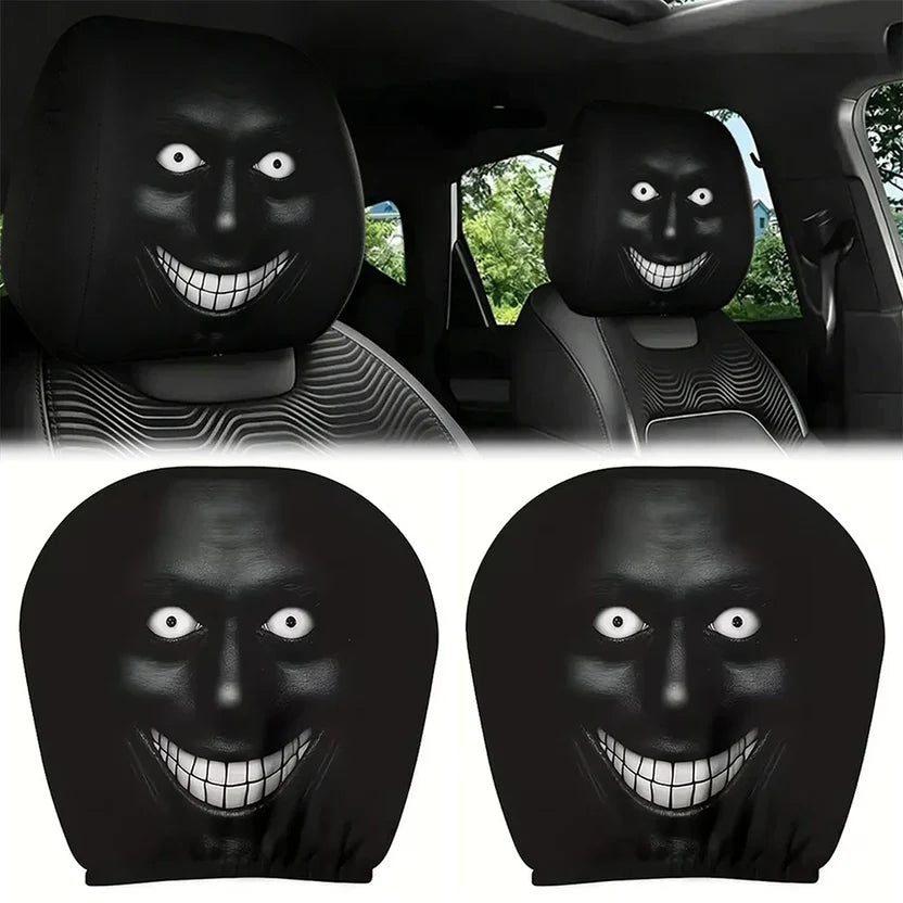 2Pcs Spooky Night Cartoon Universal Car Headrest Covers