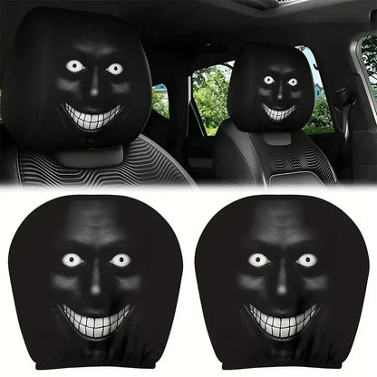 2Pcs Spooky Night Cartoon Universal Car Headrest Covers