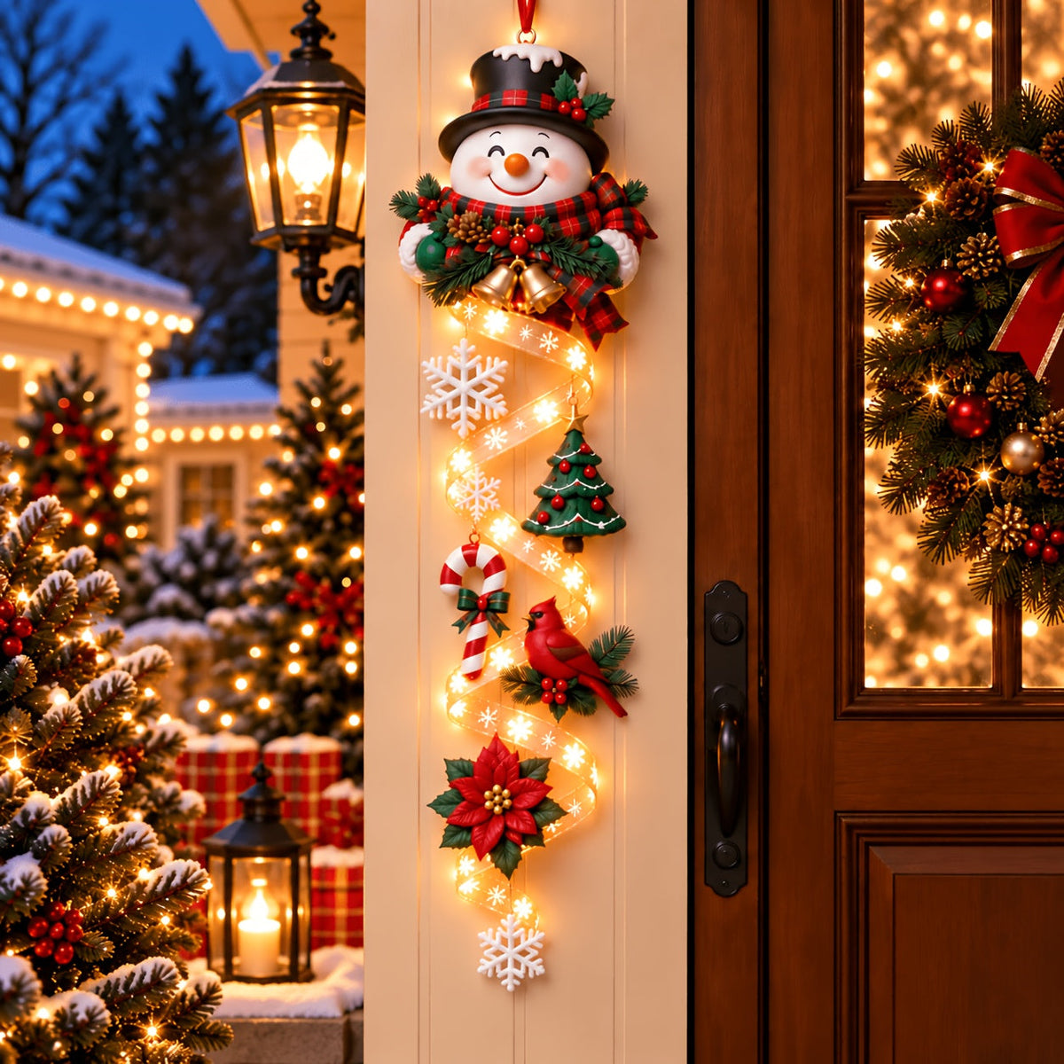 ❤️LED Christmas Door Hanging Decor – 3 Festive Styles