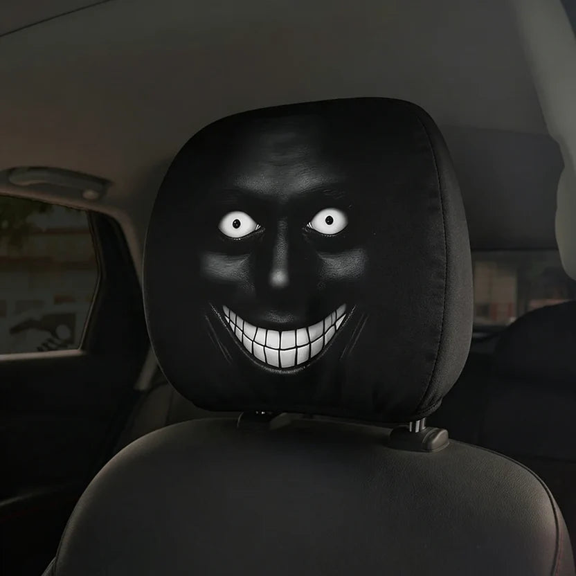 2Pcs Spooky Night Cartoon Universal Car Headrest Covers