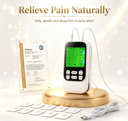 Muscle Stimulator Massager – 10 Modes 30 Levels, Drug-Free Pain Relief for Neck, Back & Joints, Rechargeable with 10 Pads