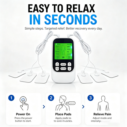 Muscle Stimulator Massager – 10 Modes 30 Levels, Drug-Free Pain Relief for Neck, Back & Joints, Rechargeable with 10 Pads