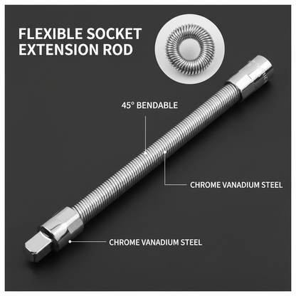 Flexible Socket Extension Rod – Heavy-Duty Bendable Drive Shaft Tool