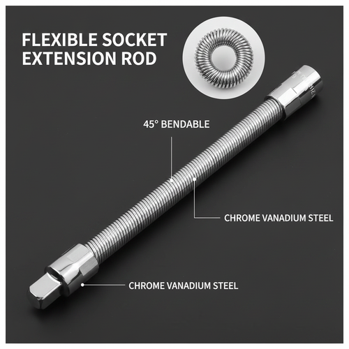 Flexible Socket Extension Rod – Heavy-Duty Bendable Drive Shaft Tool