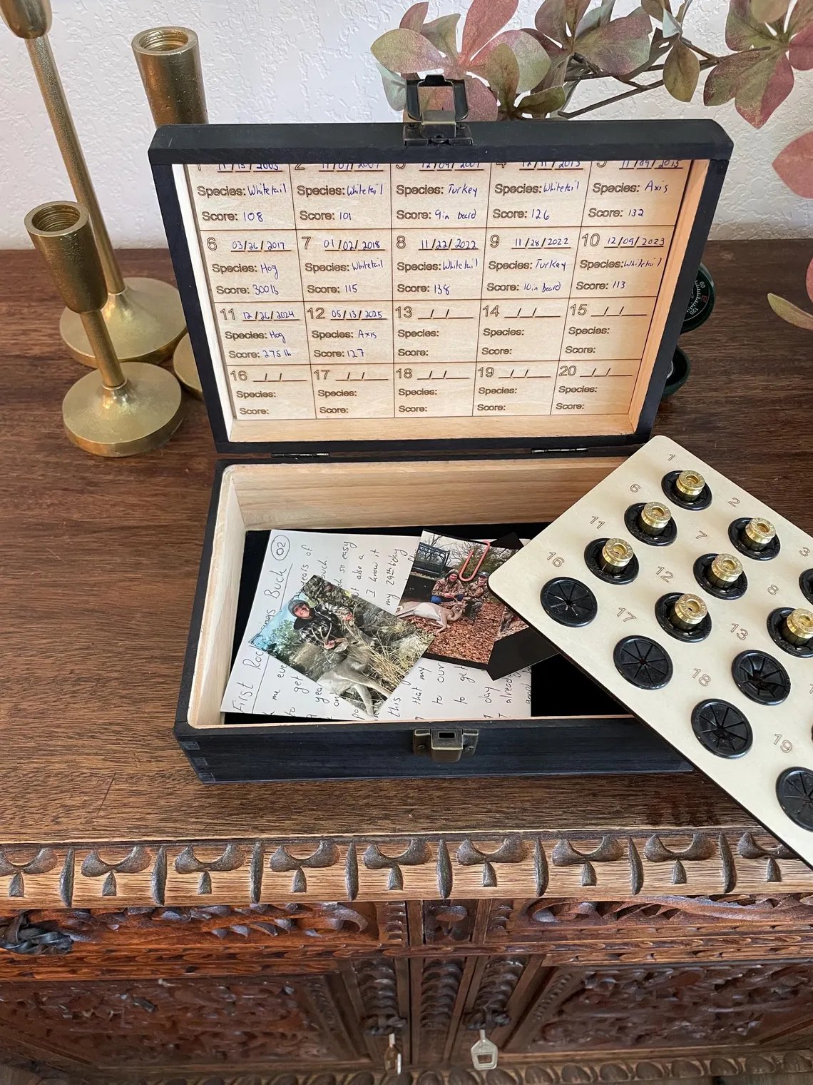 100% Handcrafted Solid Wood Hunting Memory Box