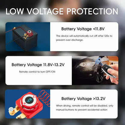 12V 240A Remote Battery Disconnect Switch with LED Voltage Display, Anti-Leakage Battery Kill Switch for Car Truck RV