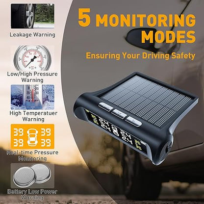 🔥Last Day Special: Solar-Powered RV/Trailer TPMS w/4 Sensors & LCD for Live Tire Pressure/Temp