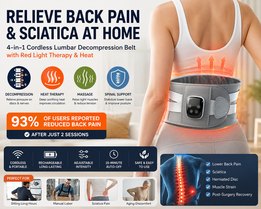 4-in-1 Cordless Lumbar Decompression Belt with Red Light Therapy & Heat