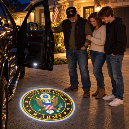 🇺🇸 HonorBeamTM Car Welcome Light | Patriotic Door Projection for Veterans & Military Families 🎖️