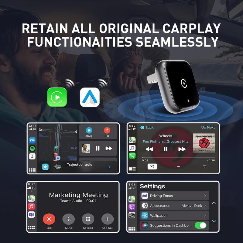 2026 latest model 2 in 1 Wireless CarPlay Adapter, for Both Apple and Android