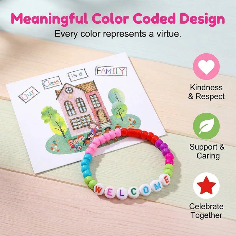 🔥Last Day 49% OFF - ✨🌈Pack of 25 Welcome Bead Bracelets - Strengthen Classroom Friendship & SpreadWarm Kindness!