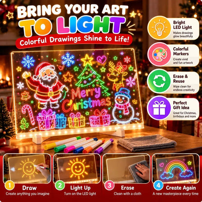 🎨 LED Light-Up Drawing Board for Kids – Reusable Glow Art Kit