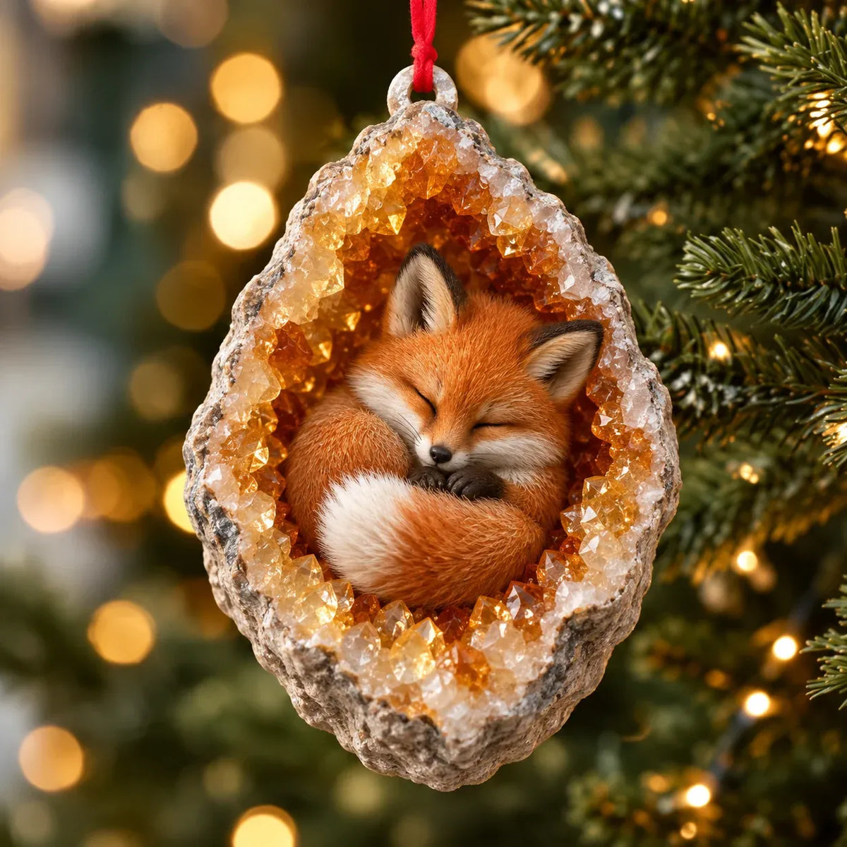 🎄Early Bird Christmas Sale 50% OFF |✨Woodland Geode Animal Ornaments – Tiny Christmas Friends Hidden in Crystal Magic
