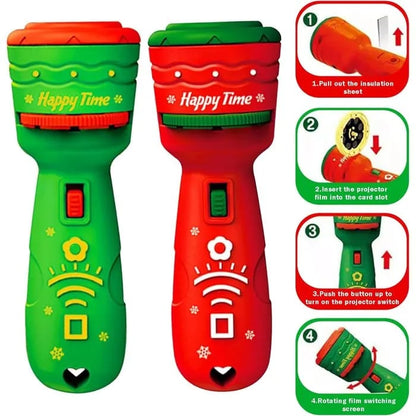 🎃👻Kids Halloween Christmas Projection Flashlight Toy – Create Magical Bedtime Stories With 24 Festive Light Slides