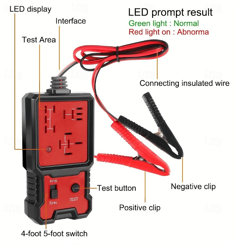 Automotive Relay Tester Tool for Summer, 12V/24V Car Relay Tester