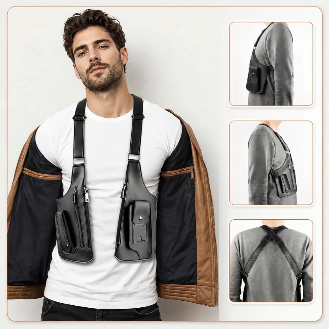 Double Strap Anti-Theft PU Leather Chest Bag