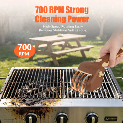 Cordless Electric Grill Brush - 700 RPM Stainless Steel