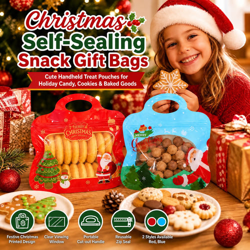 🎄Christmas Self-Sealing Treat Bags – Cute Gift Bags for Cookies & Candy