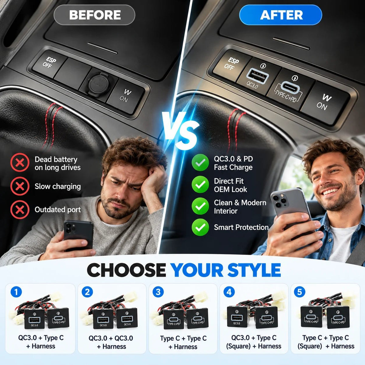 Direct Fit Car Charging Module - Plug & Play with Wiring Harness 🔌