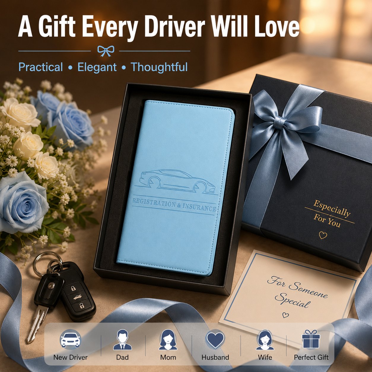 🚗 Car Registration & Insurance Document Holder | Premium PU Leather Organizer